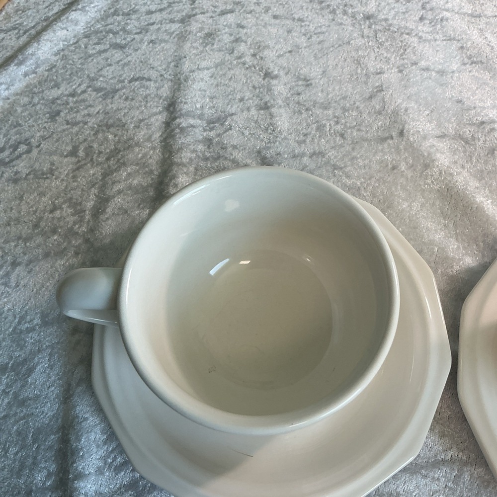 VTG  Set Of 2 Cups & Saucers Pfaltzgraff HERITAGE WHITE Colonial Country Style - Picture 4 of 11